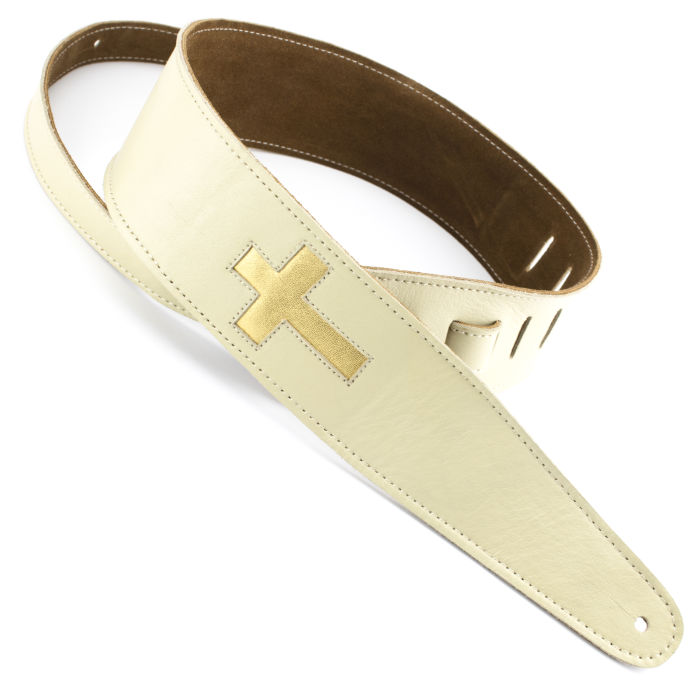 White and gold guitar strap hotsell